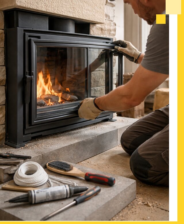 Производство, монтаж и доставка каминов со стеклом в Ялте