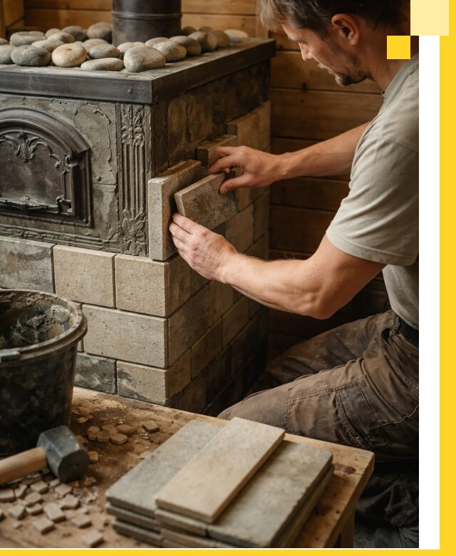 Облицовка банных печей в Ялте профессиональная отделка