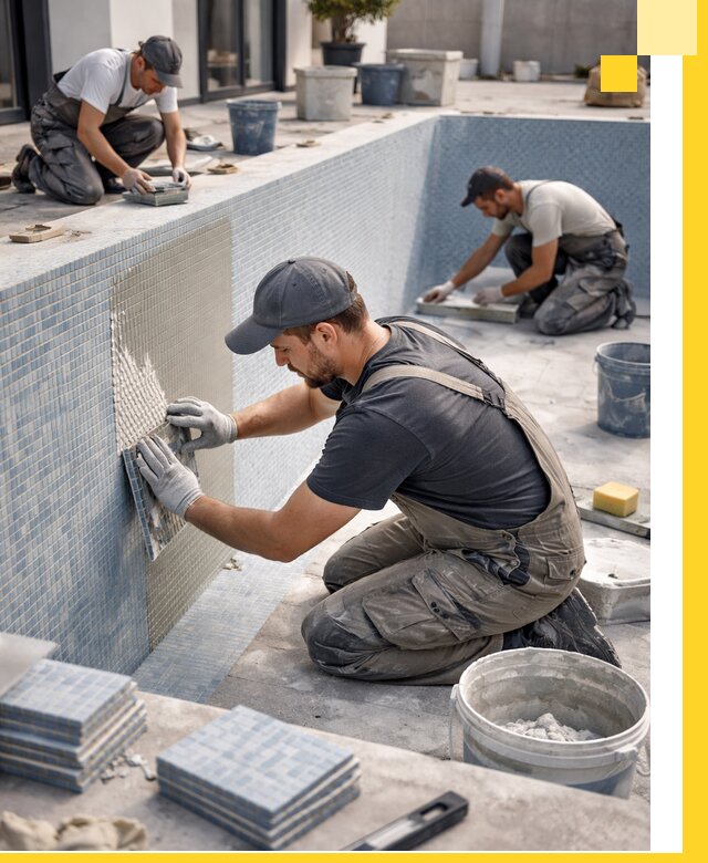 Облицовка бассейнов в Ялте плитка мозаика гидроизоляция