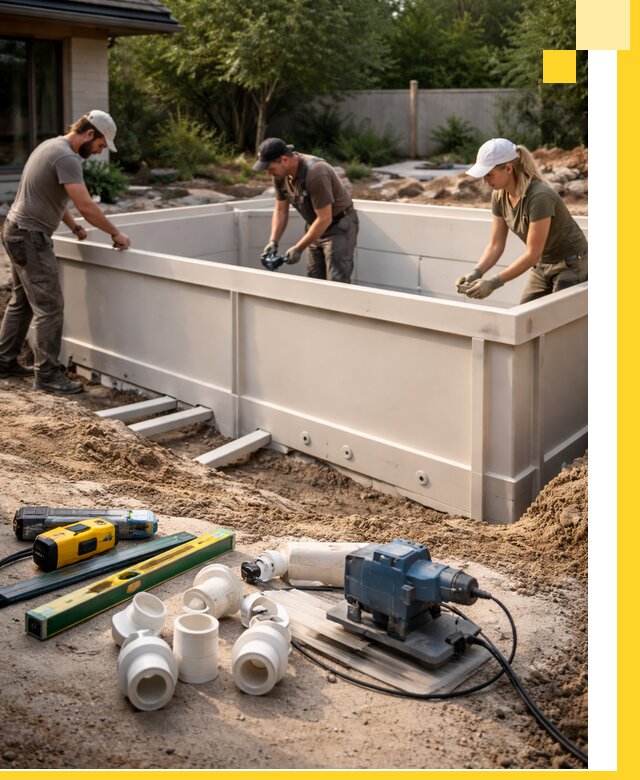 Установка полипропиленовых бассейнов под ключ в Ялте