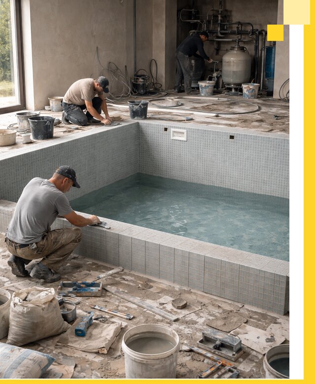 Строительство и монтаж бассейнов в помещении в Ялте