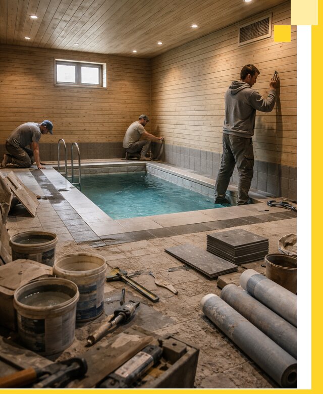 Строительство бани с бассейном и сауной под ключ в Ялте