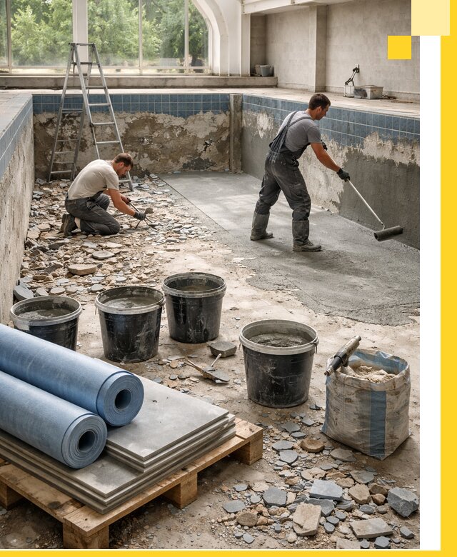 Реконструкция бассейнов в Ялте: ремонт, гидроизоляция