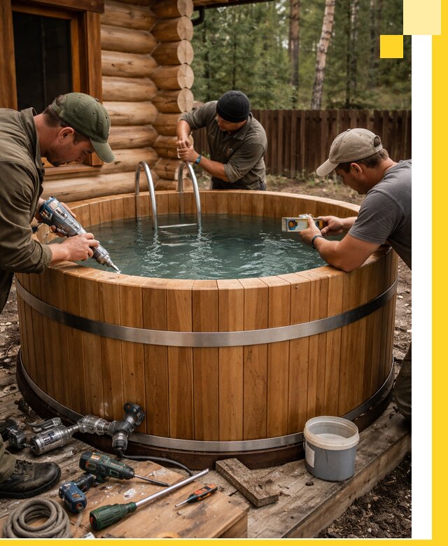 Строительство бань с купелью под ключ и отделкой в Ялте