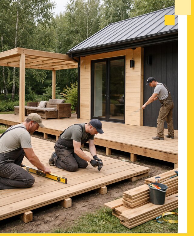 Строительство бань с террасой и бассейном под ключ в Ялте