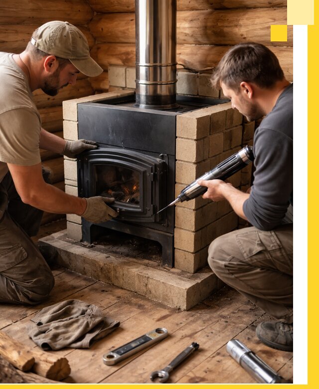 Монтаж и установка печи в бане под ключ с гарантией в Ялте