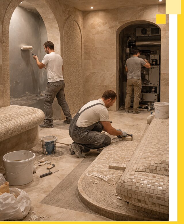 Строительство бани с хамамом и бассейном под ключ в Ялте