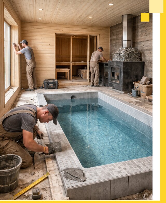 Проект бани с бассейном и сауной в Ялте под ключ