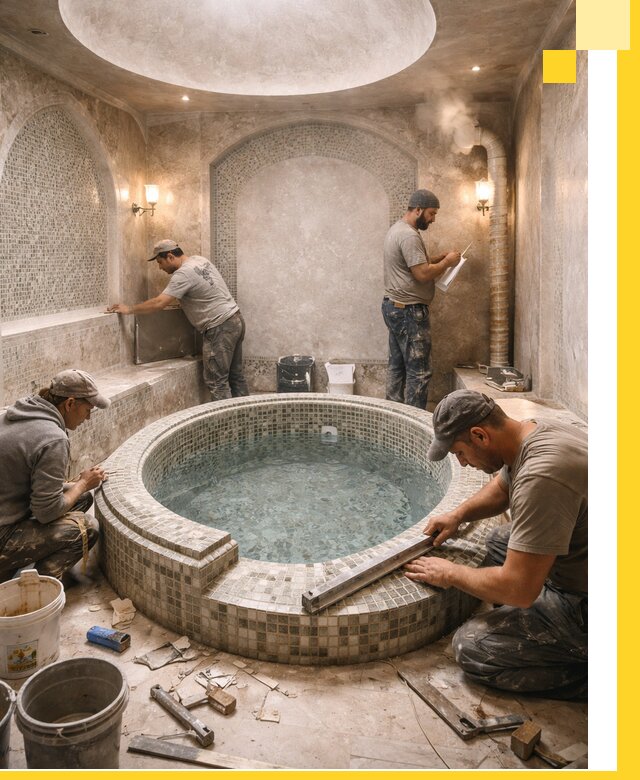 Профессиональное строительство хамама с бассейном в Ялте под ключ