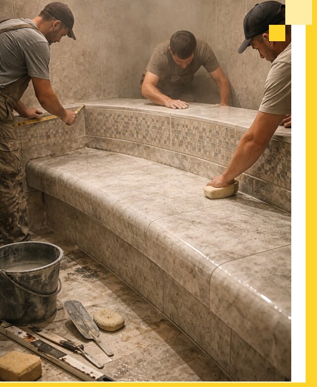 Изготовление и установка сидений для хамама в Ялте