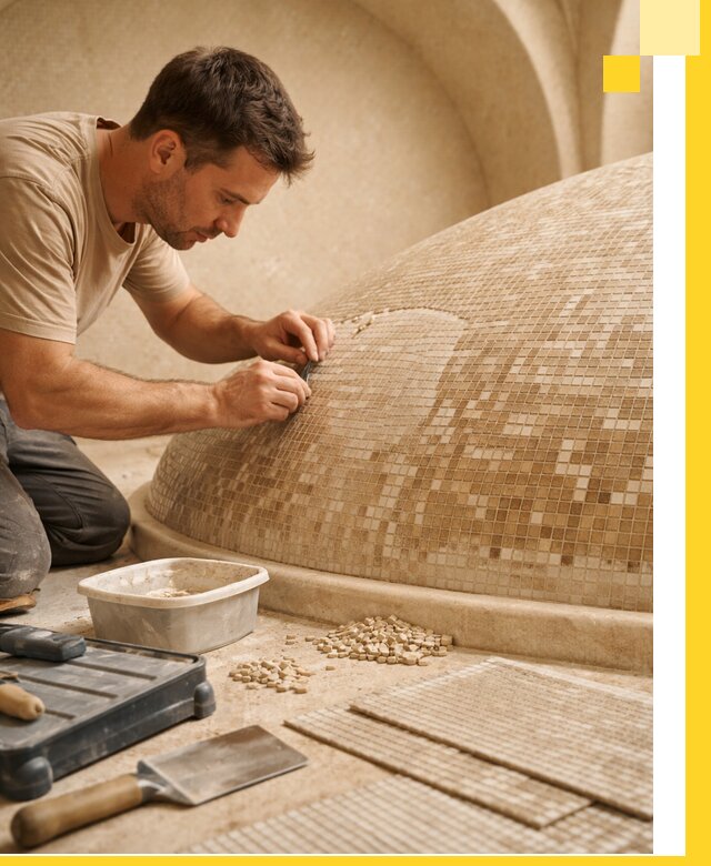 Профессиональная укладка мозаики для хамама под ключ в Ялте