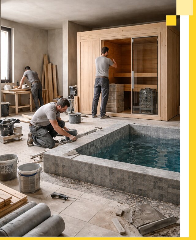 SPA зоны под ключ с бассейном сауной и печью в Ялте